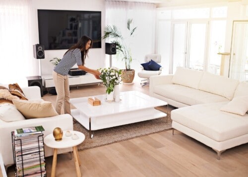 Woman staging home for sale