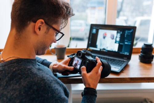 real estate agent editing video for website