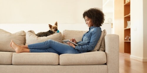 new real estate agent reading book on tablet