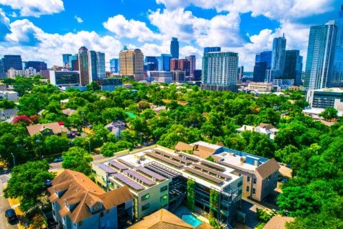 Solar Panel future of Austin Texas a renewable energy sustainable city