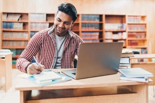 Student takes online courses to become a real estate agent