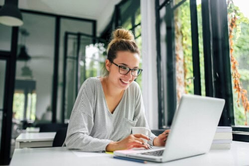 woman studies for her real estate license