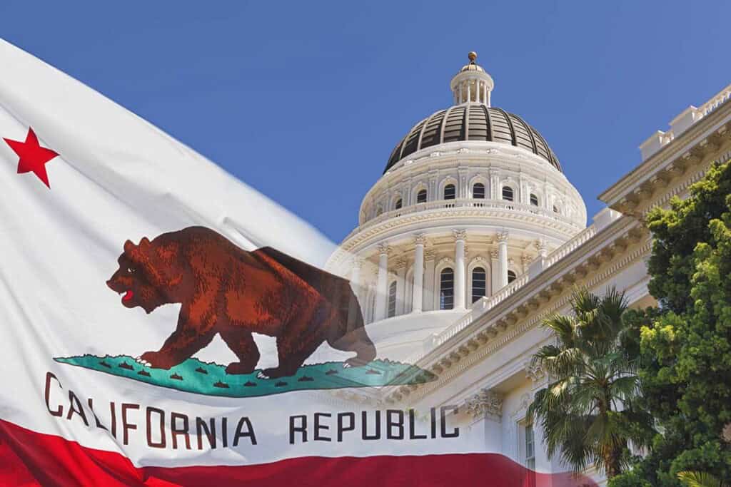 California State Capital with State Flag