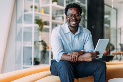 This man is confident because he feels ready for the real estate exam.